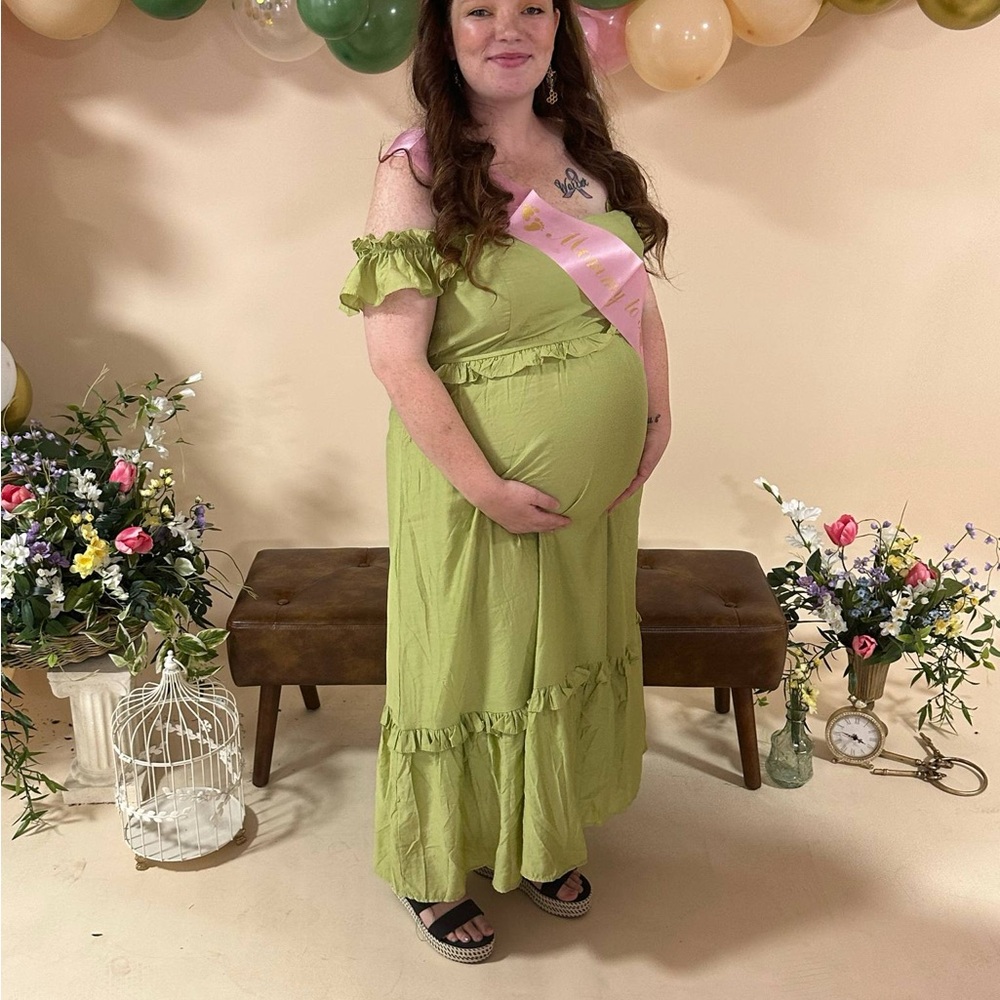 Lime Green Off-Shoulder Maxi Dress